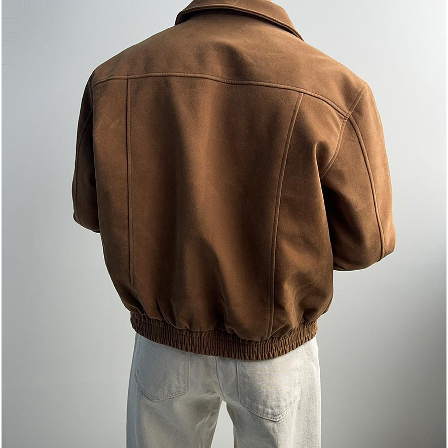 【Metanoia】韓國設計 短版雙向翻領皮革夾克外套