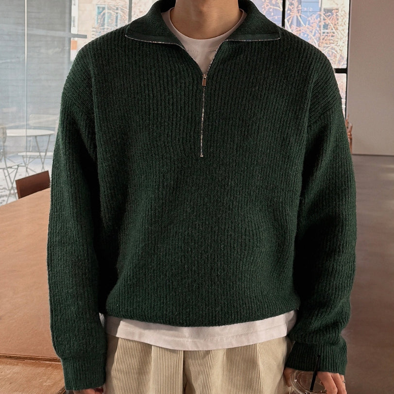 【Metanoia】韓國設計 5%羊毛半拉鍊針織衣