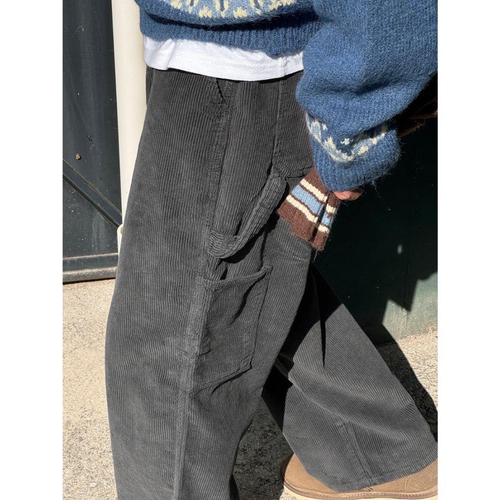 【Metanoia】🇰🇷韓製  補丁工裝燈芯絨落地褲