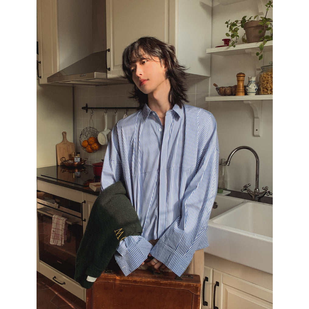 【Metanoia】韓國設計 設計款短版長袖襯衫