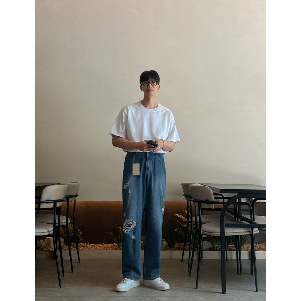 【Metanoia】🇰🇷韓製 破洞落地牛仔褲