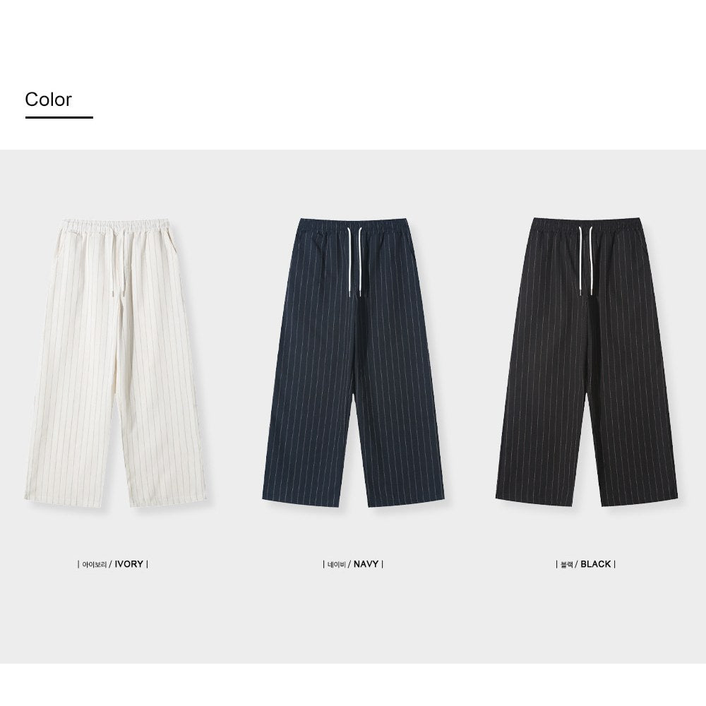 【Metanoia】🇰🇷韓製 亞麻條紋落地褲 - 7