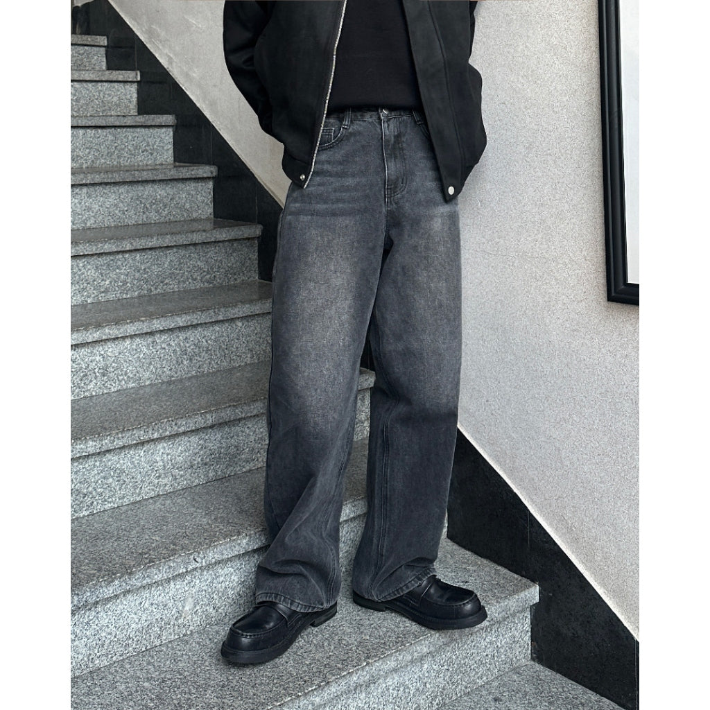 【Metanoia】韓國設計 水洗落地牛仔褲