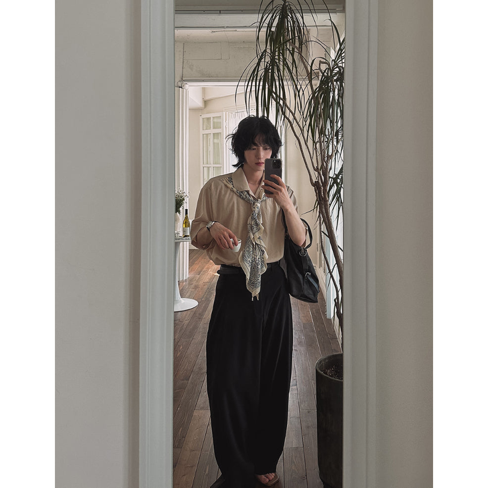 【Metanoia】🇰🇷韓製 古巴領短袖襯衫 含圍巾 - 9