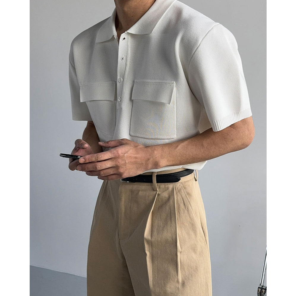 【Metanoia】韓國設計 口袋針織短袖上衣 - 3