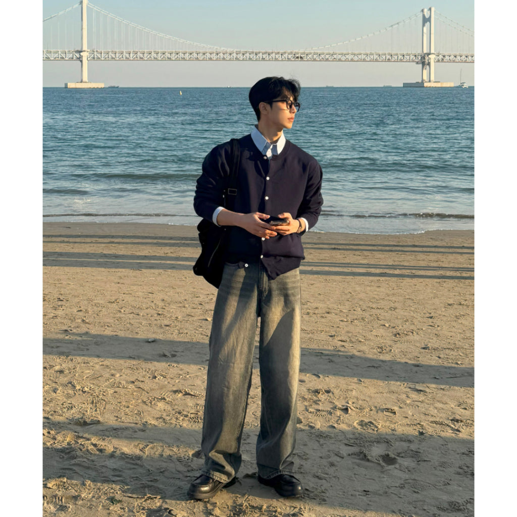 【Metanoia】韓國設計 水洗落地牛仔褲