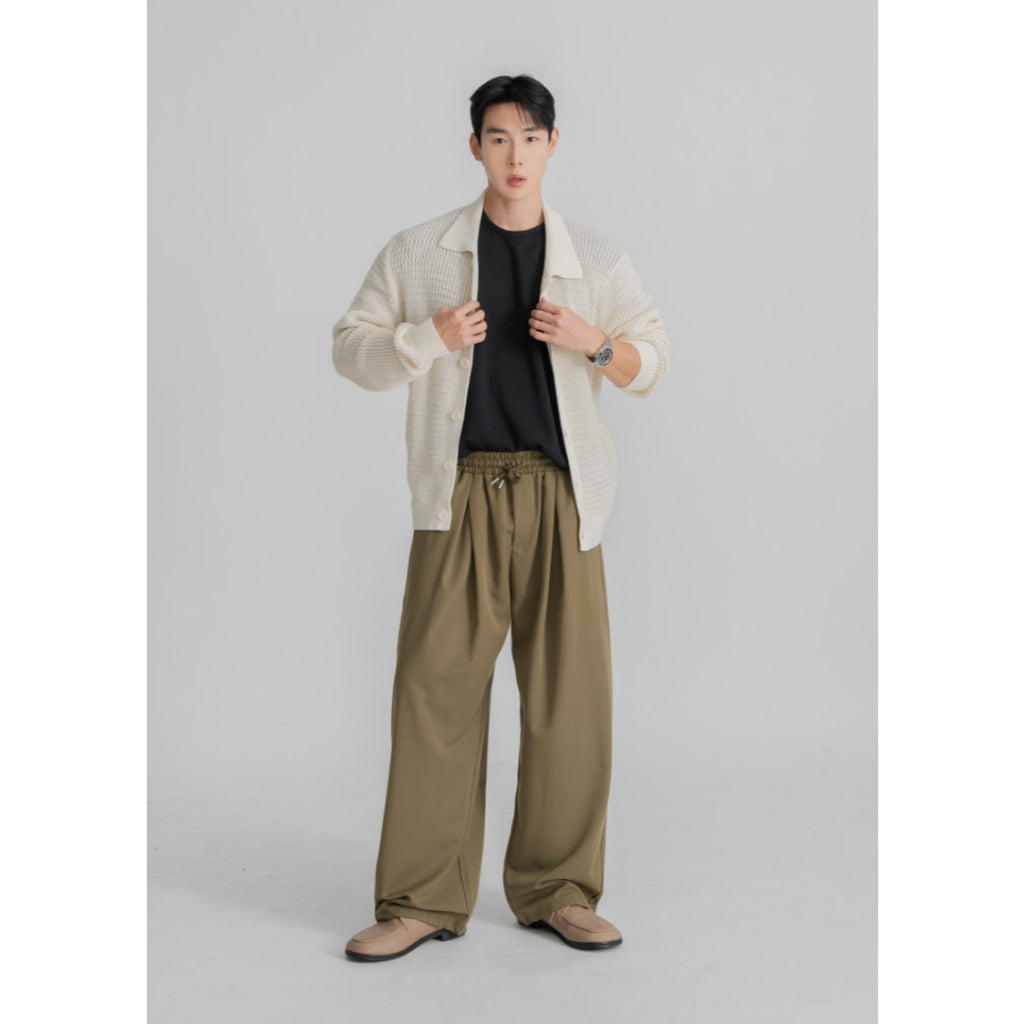 【Metanoia】韓國設計  鬆緊帶落地西裝褲