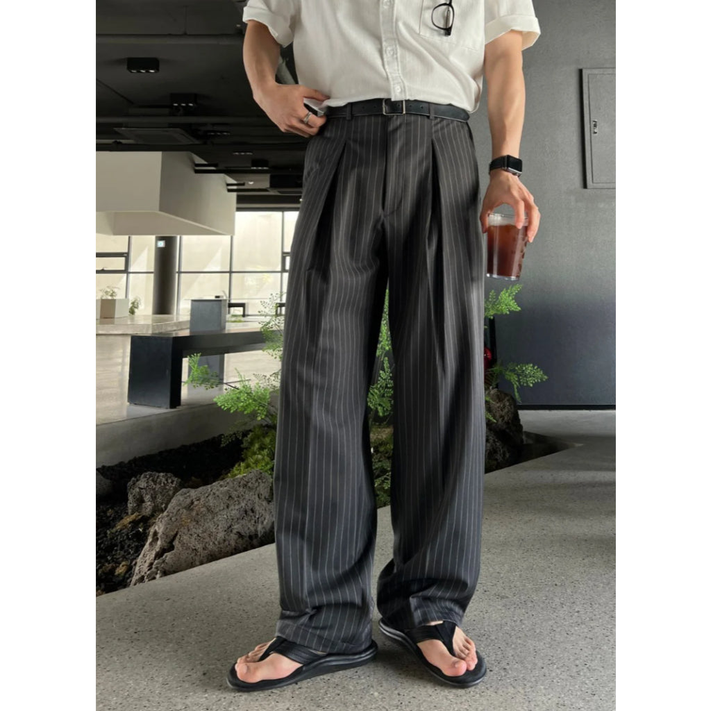【Metanoia】🇰🇷韓製 條紋西裝寬鬆落地褲 - 3
