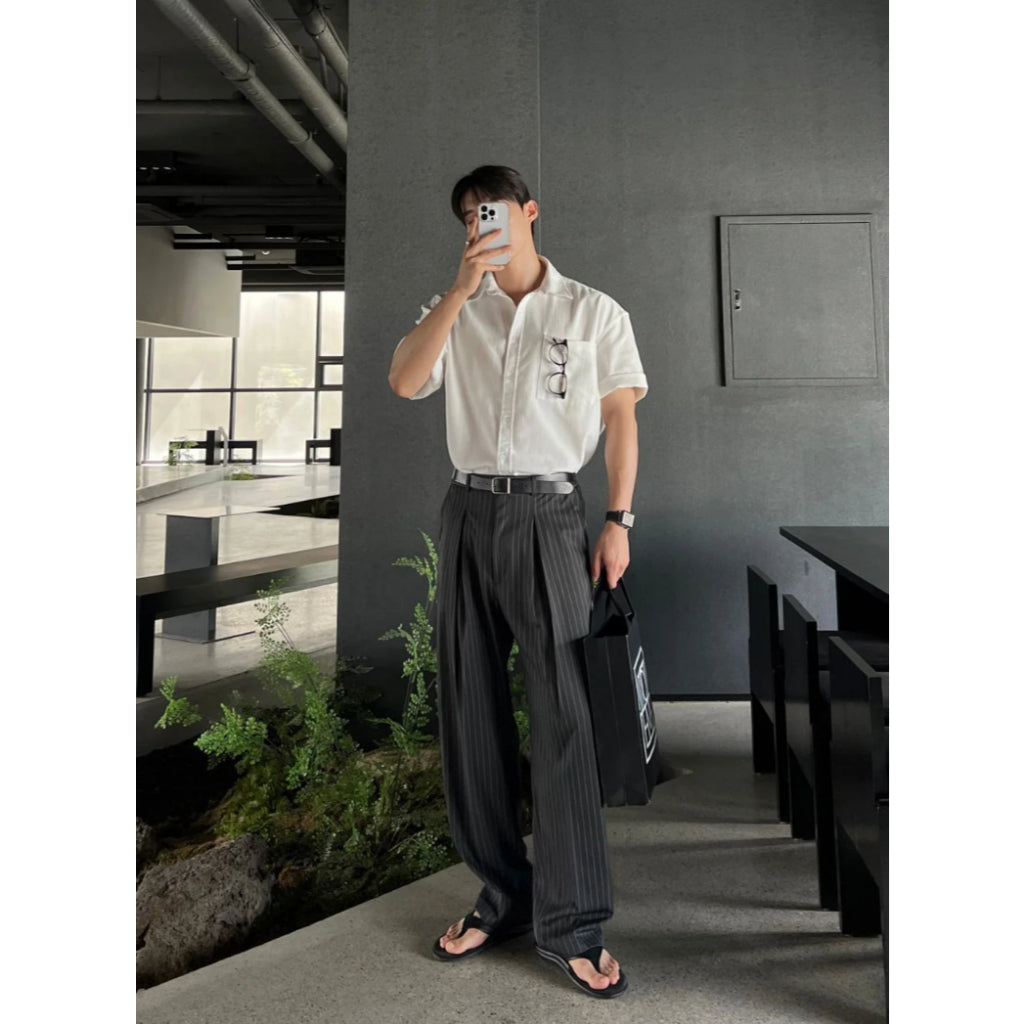 【Metanoia】🇰🇷韓製 條紋西裝寬鬆落地褲 - 6