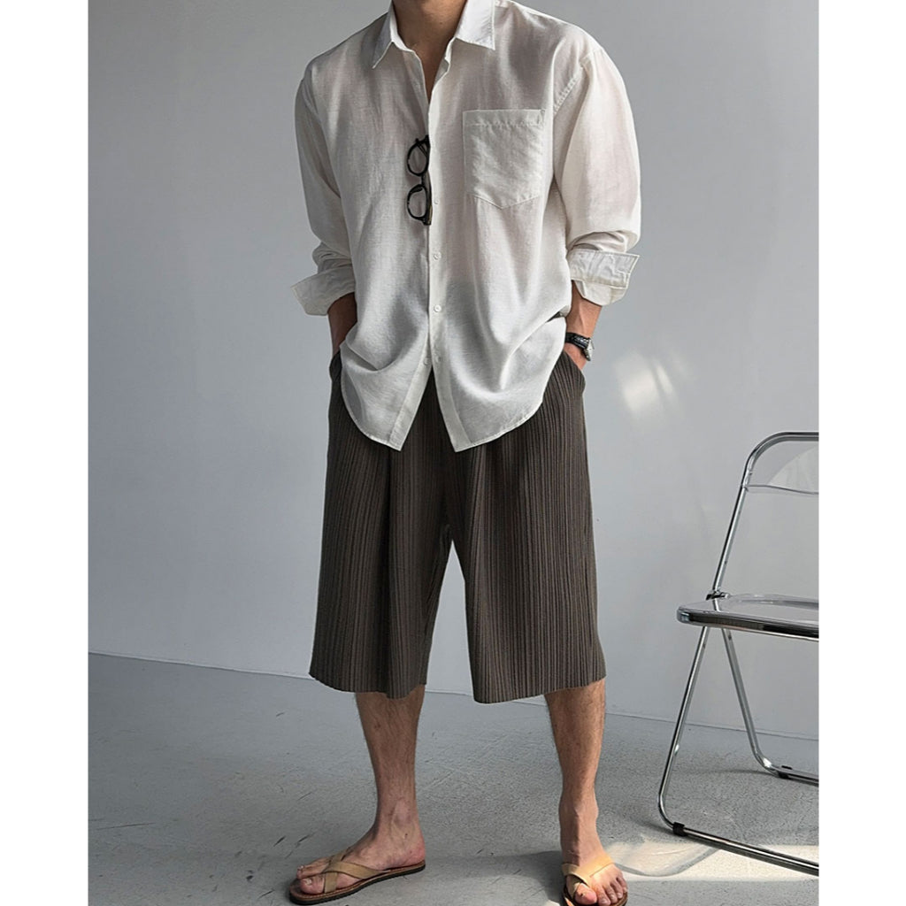 【Metanoia】🇰🇷韓製 彈性褶皺百慕達七分褲 - 4