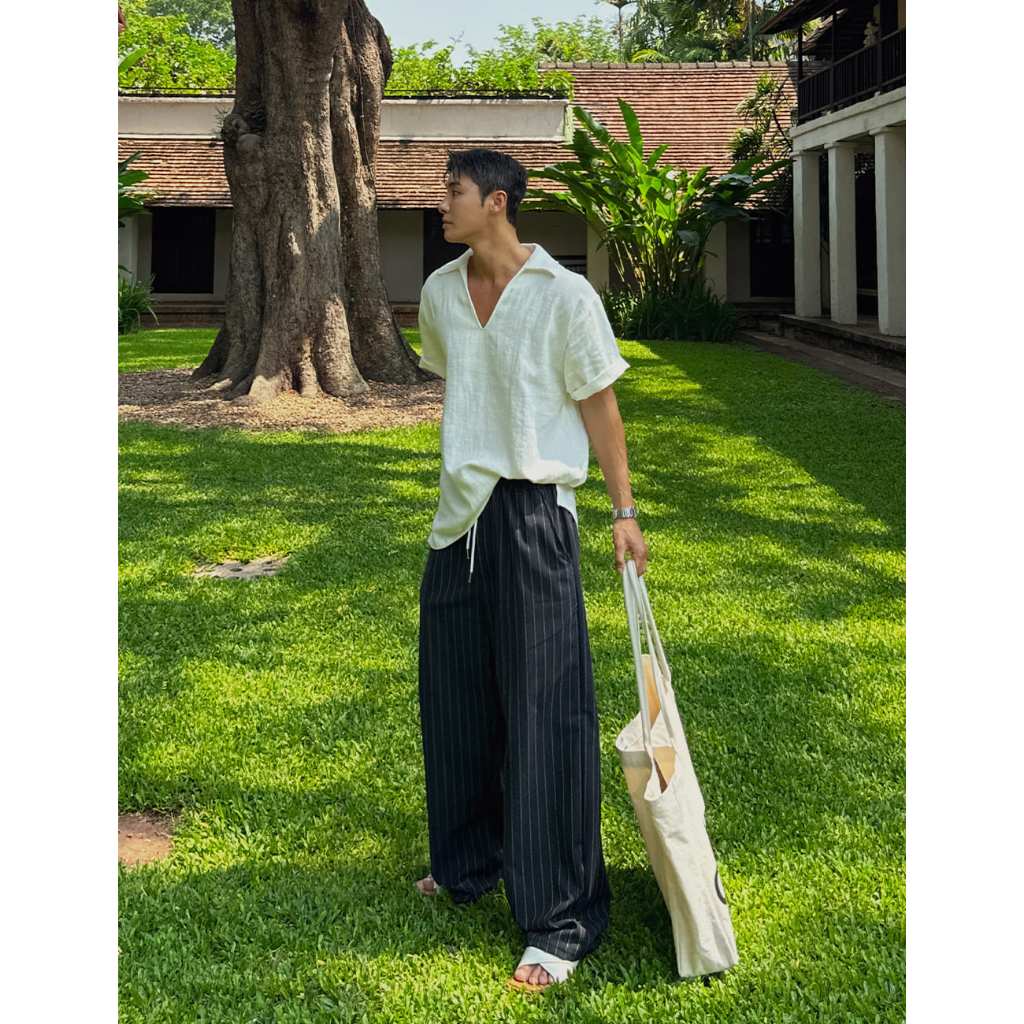 【Metanoia】🇰🇷韓製 亞麻條紋落地褲 - 6