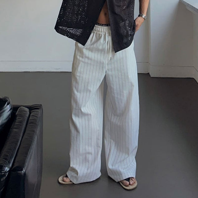 【Metanoia】🇰🇷韓製 亞麻條紋落地褲 - 1