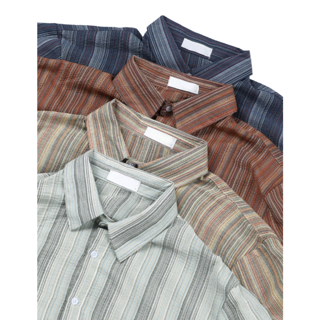 【Metanoia】韓國設計 翻領條紋長袖襯衫 - 9