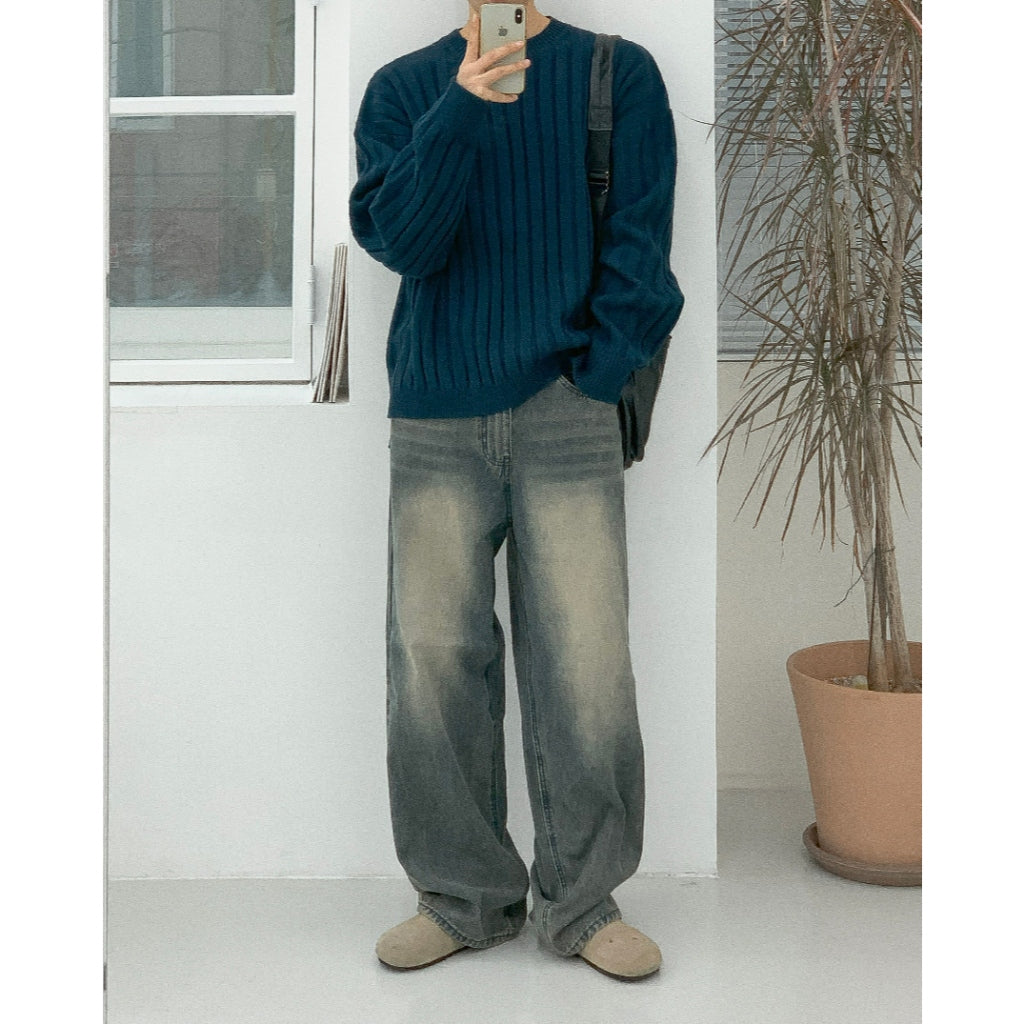 【Metanoia】韓國設計 水洗落地牛仔褲