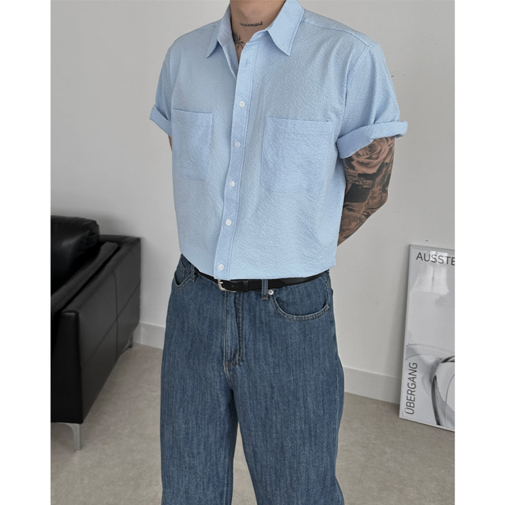 【Metanoia】🇰🇷韓製 寬鬆翻領泡泡沙短袖襯衫