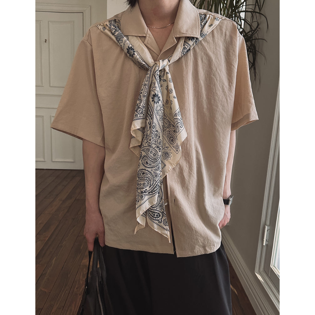 【Metanoia】🇰🇷韓製 古巴領短袖襯衫 含圍巾 - 6