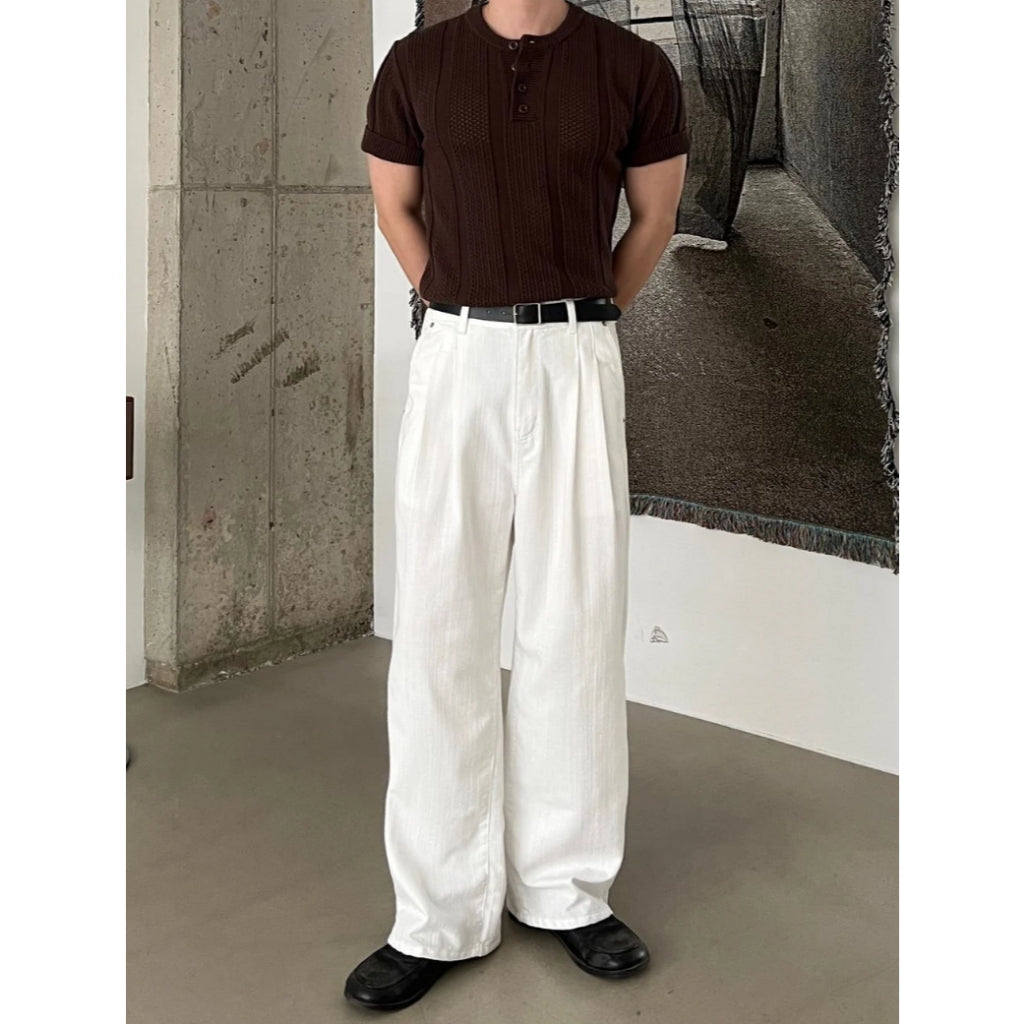 【Metanoia】韓國設計 鏤空修身亨利領針織短袖 - 6