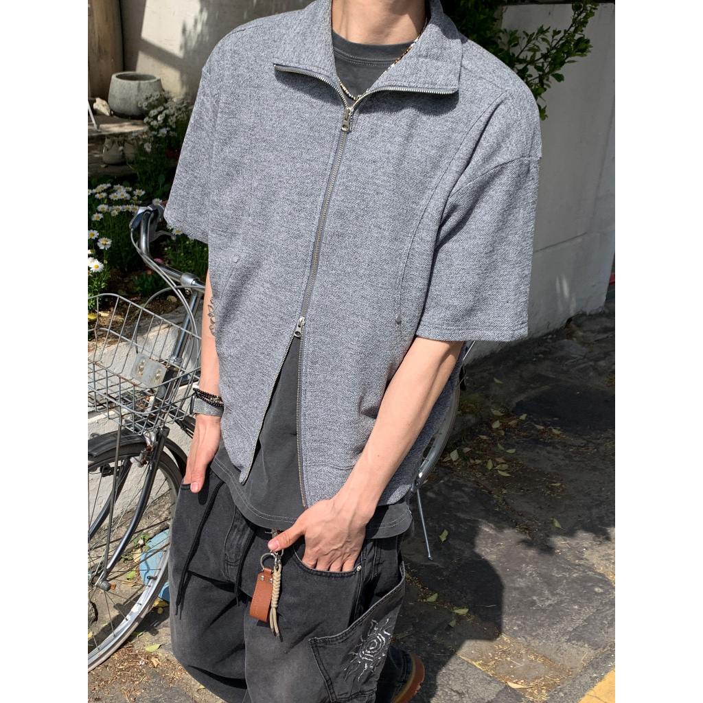 【Metanoia】🇰🇷韓製 翻領雙拉鍊短袖上衣 - 3