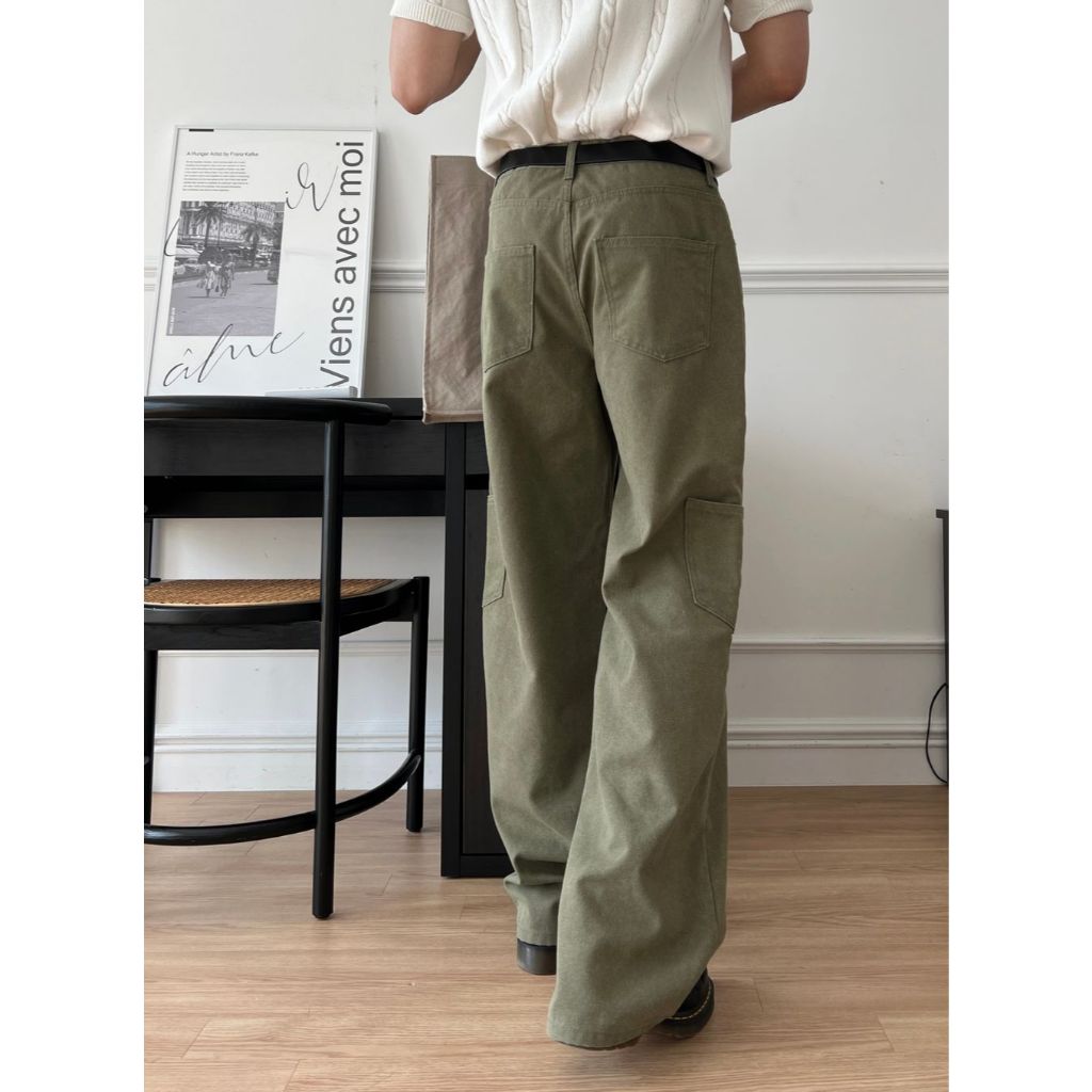 【Metanoia】🇰🇷韓製 牛津布工裝落地褲 - 5