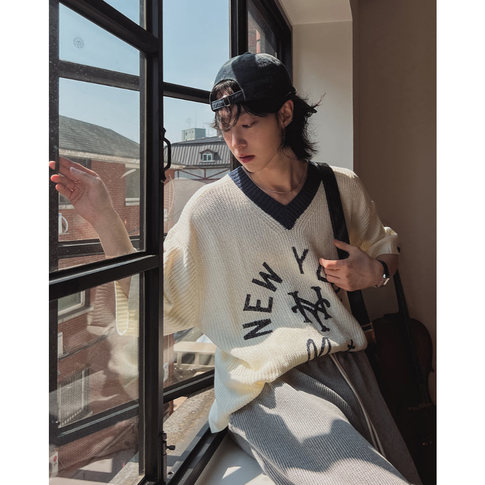 【Metanoia】🇰🇷韓製 紐約V型針織短袖 - 3