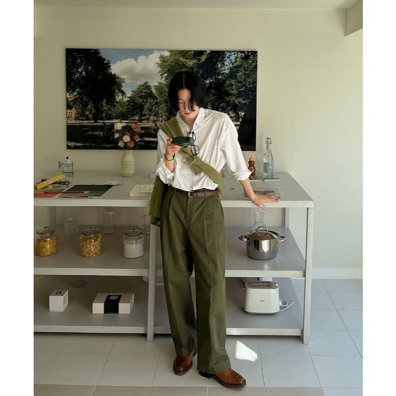 【Metanoia】🇰🇷韓製 雙摺休閒落地褲 - 4