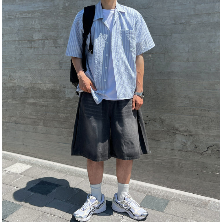 【Metanoia】🇰🇷韓製 古巴領條紋短袖襯衫 - 4