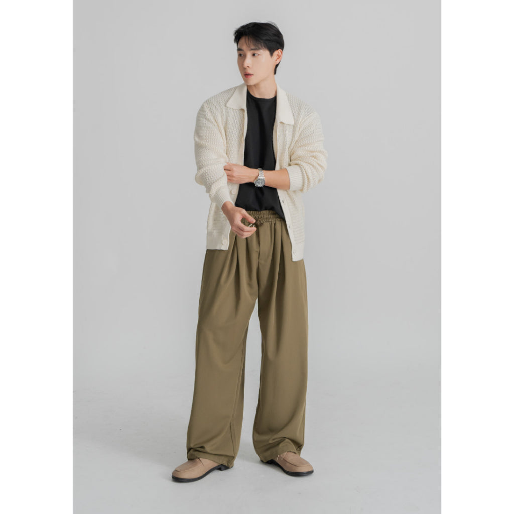 【Metanoia】韓國設計  鬆緊帶落地西裝褲