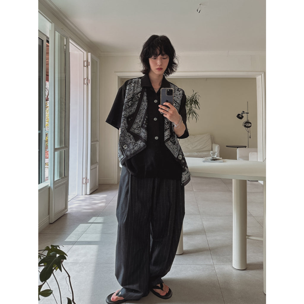 【Metanoia】🇰🇷韓製 古巴領短袖襯衫 含圍巾 - 4