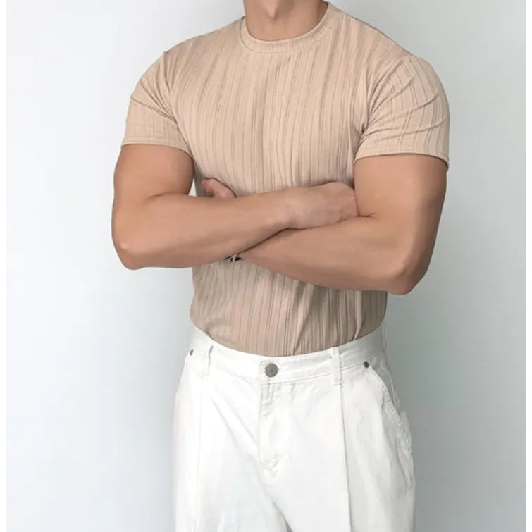 【Metanoia】🇰🇷韓製 muscle-fit 螺紋短袖T恤 - 10