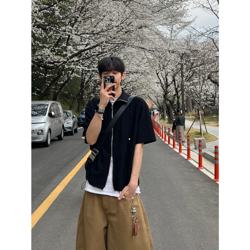 【Metanoia】🇰🇷韓製 翻領雙拉鍊短袖上衣 - 6