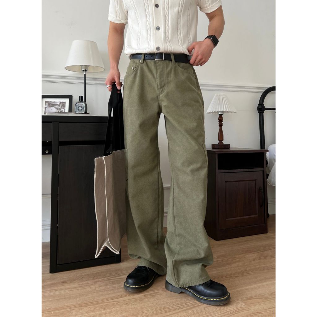 【Metanoia】🇰🇷韓製 牛津布工裝落地褲 - 4