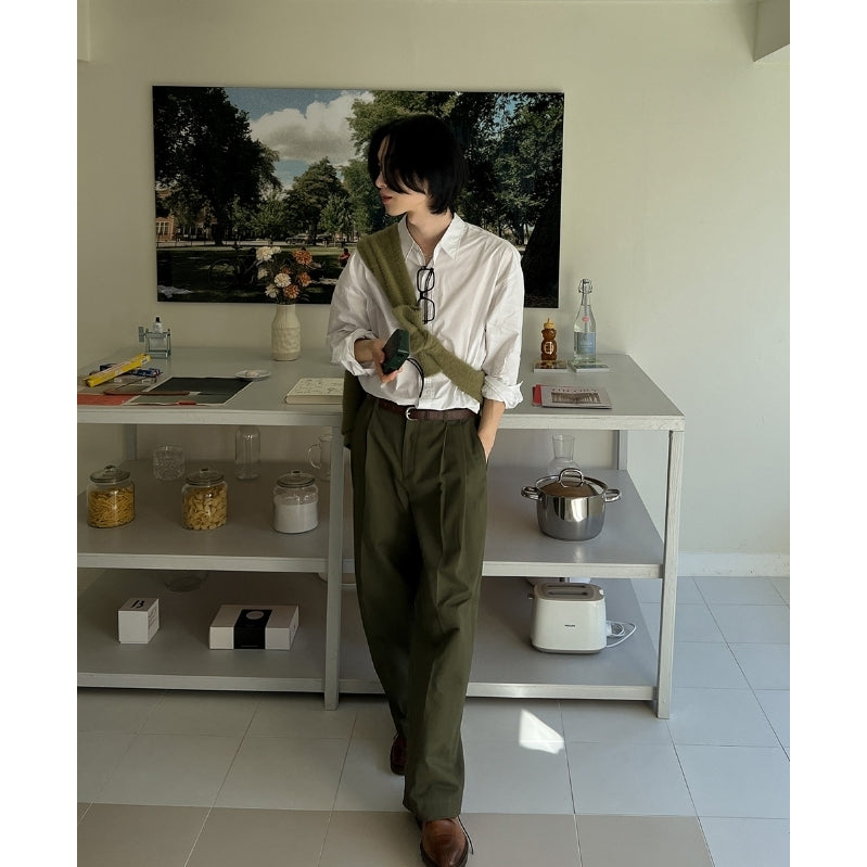 【Metanoia】🇰🇷韓製 雙摺休閒落地褲 - 6