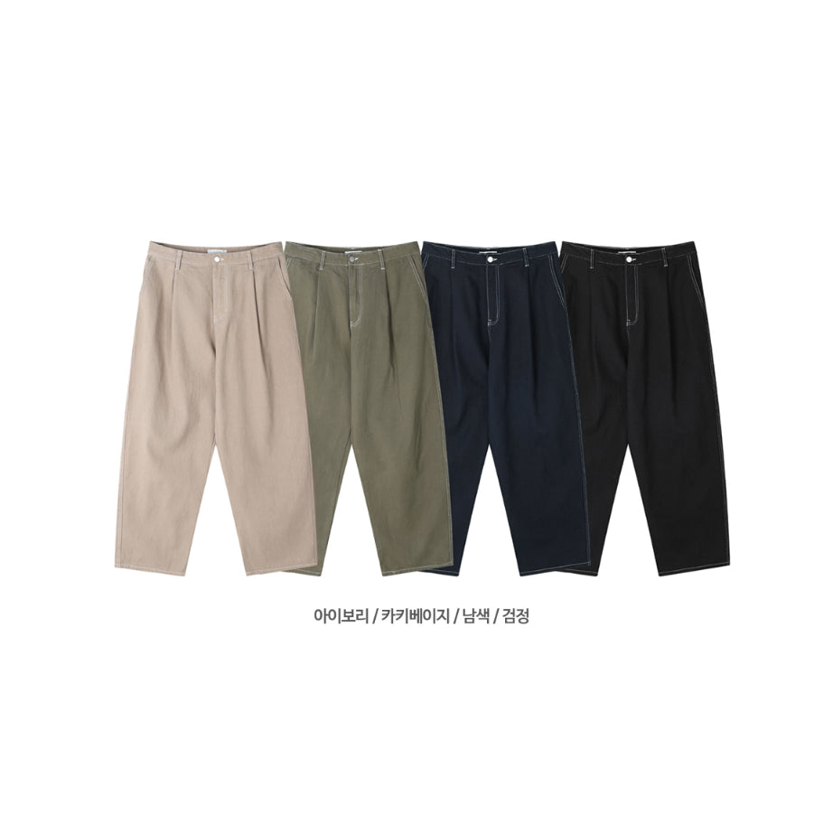 【Metanoia】韓國設計 單褶棉質寬鬆落地牛仔褲 - 11