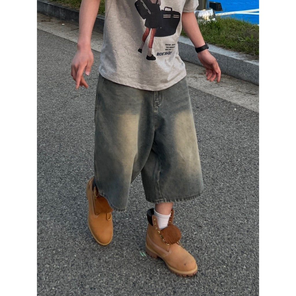 【Metanoia】韓國設計 牛仔七分短褲 - 3