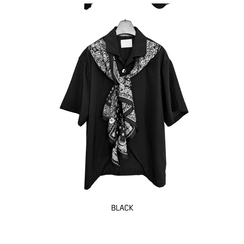 【Metanoia】🇰🇷韓製 古巴領短袖襯衫 含圍巾 - 11