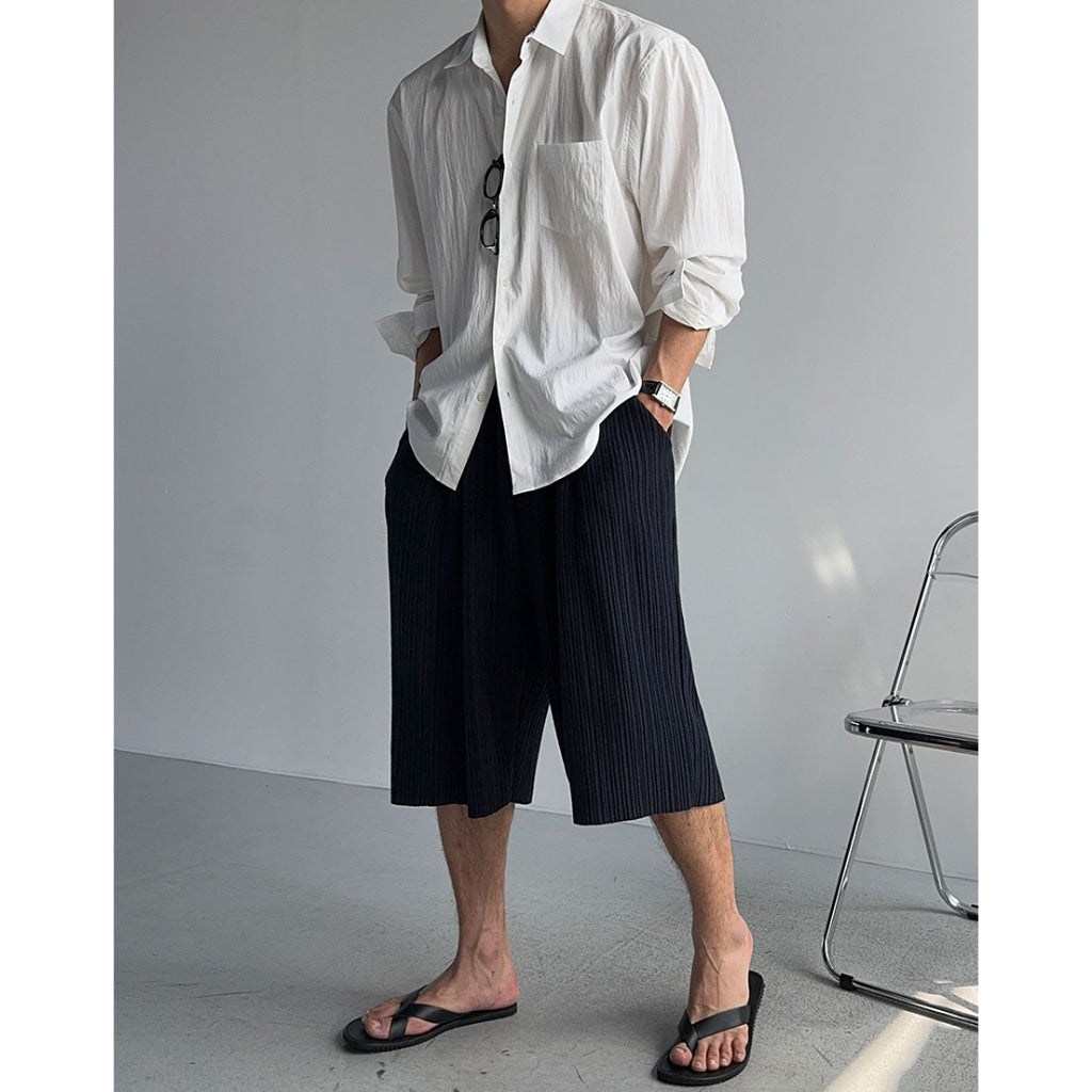 【Metanoia】🇰🇷韓製 彈性褶皺百慕達七分褲 - 9
