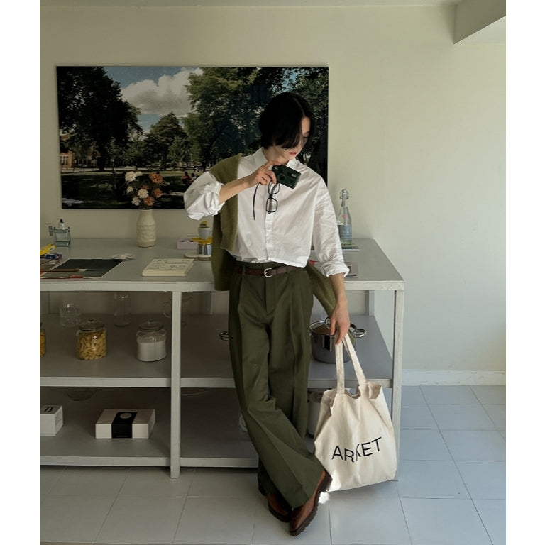 【Metanoia】🇰🇷韓製 雙摺休閒落地褲 - 5