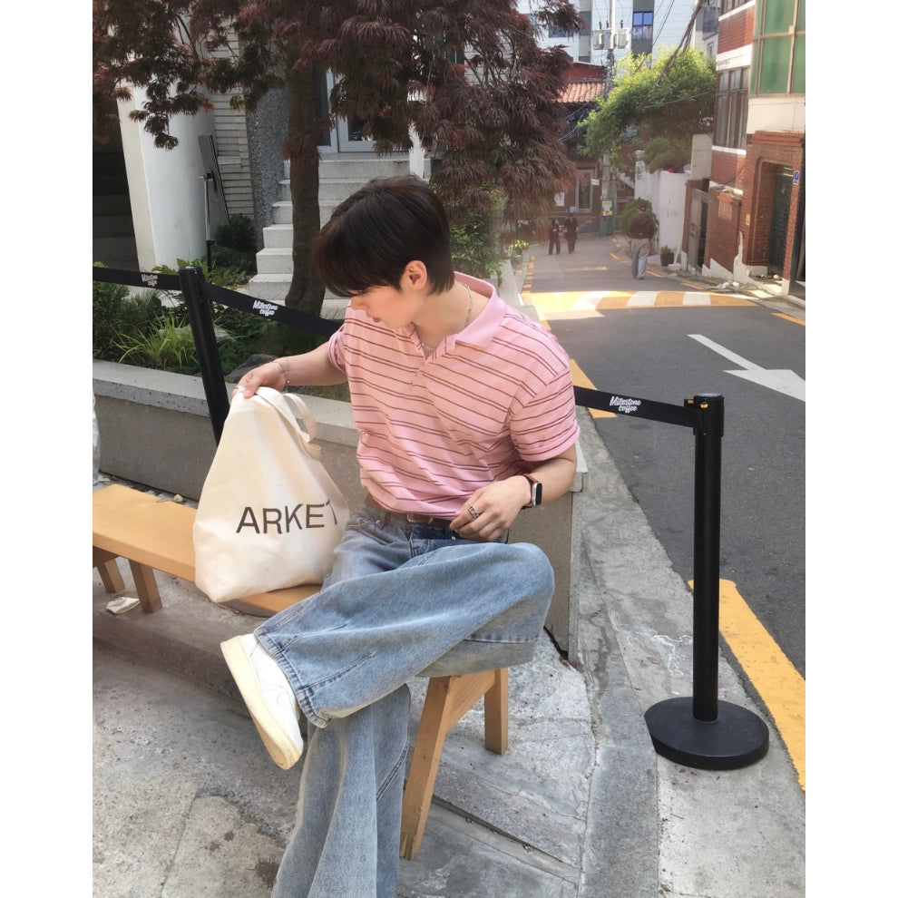 【Metanoia】🇰🇷韓製 翻領條紋短袖上衣 - 3