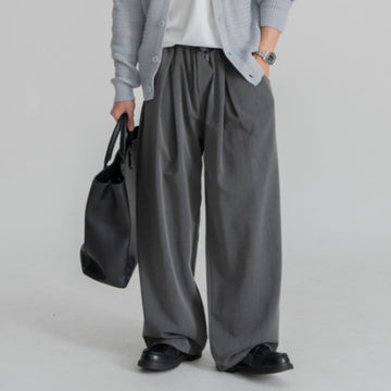 【Metanoia】韓國設計  鬆緊帶落地西裝褲