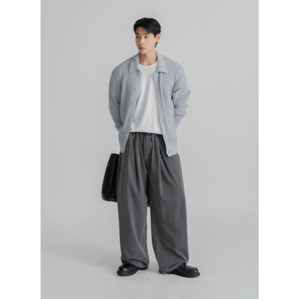 【Metanoia】韓國設計  鬆緊帶落地西裝褲