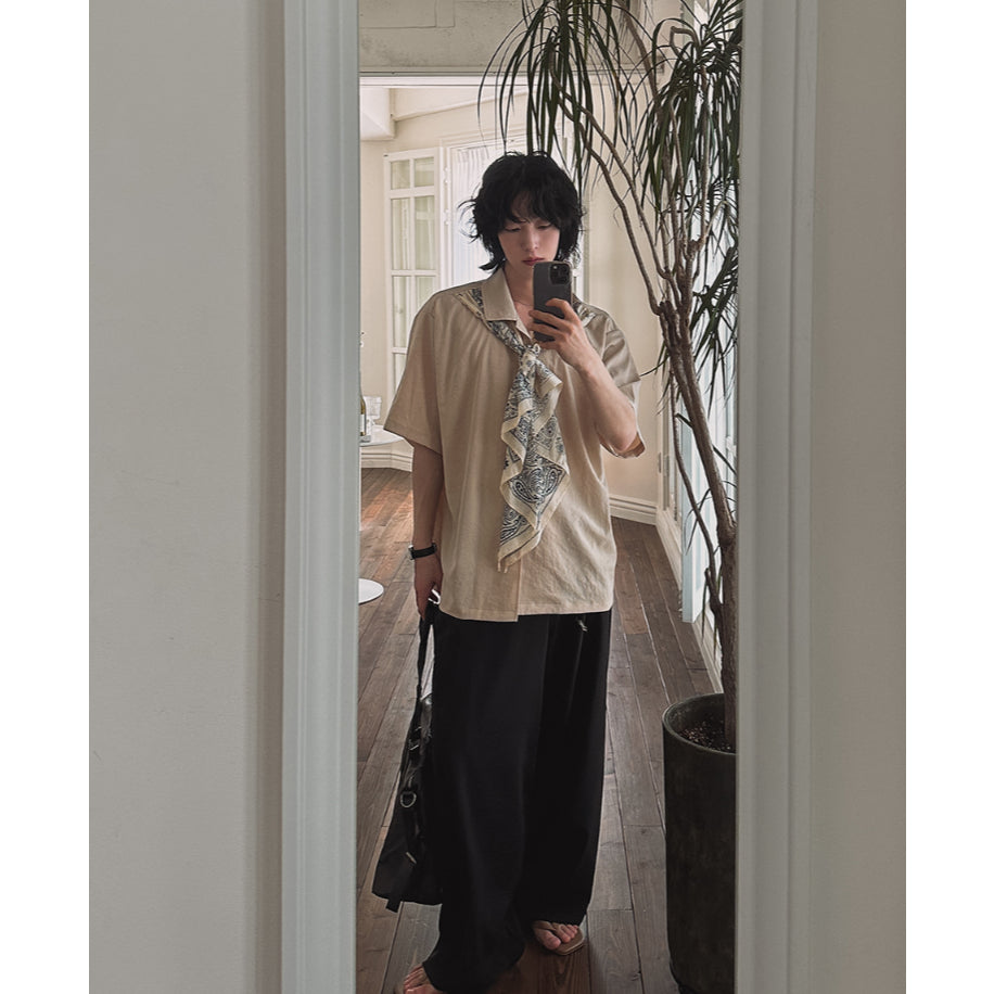 【Metanoia】🇰🇷韓製 古巴領短袖襯衫 含圍巾 - 8