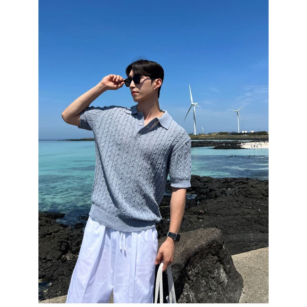 【Metanoia】韓國設計 麻花針織短袖上衣 - 8