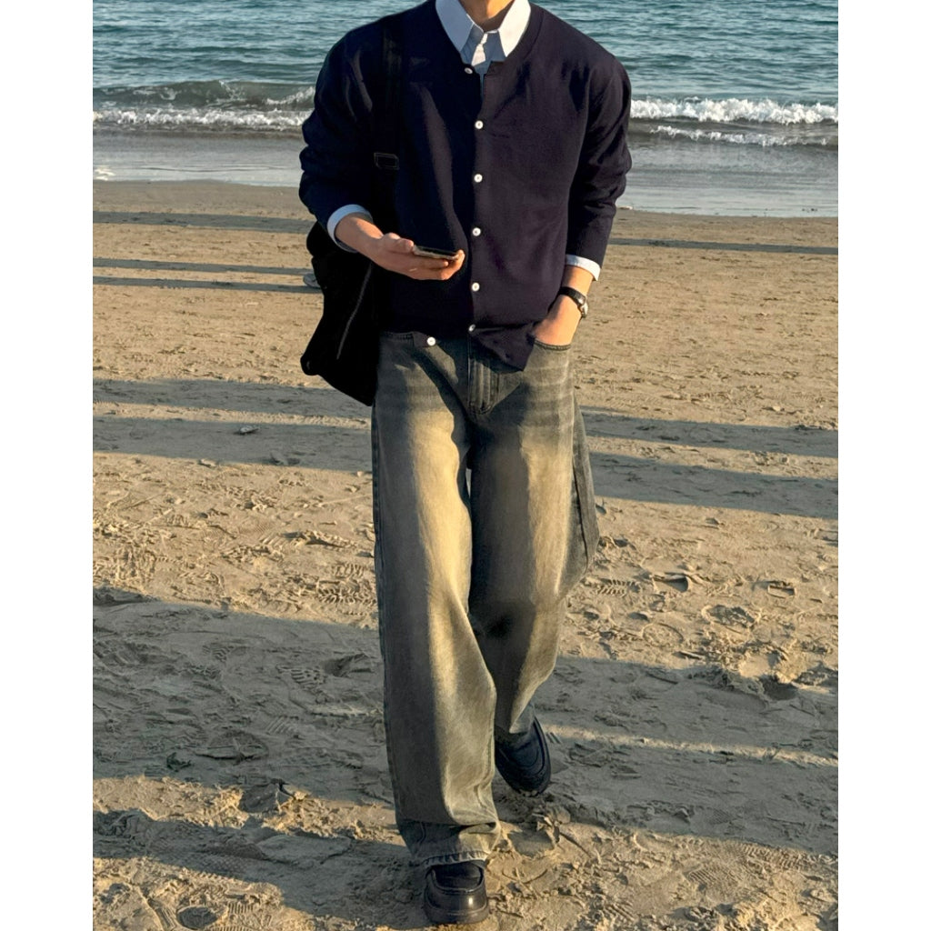 【Metanoia】韓國設計 水洗落地牛仔褲