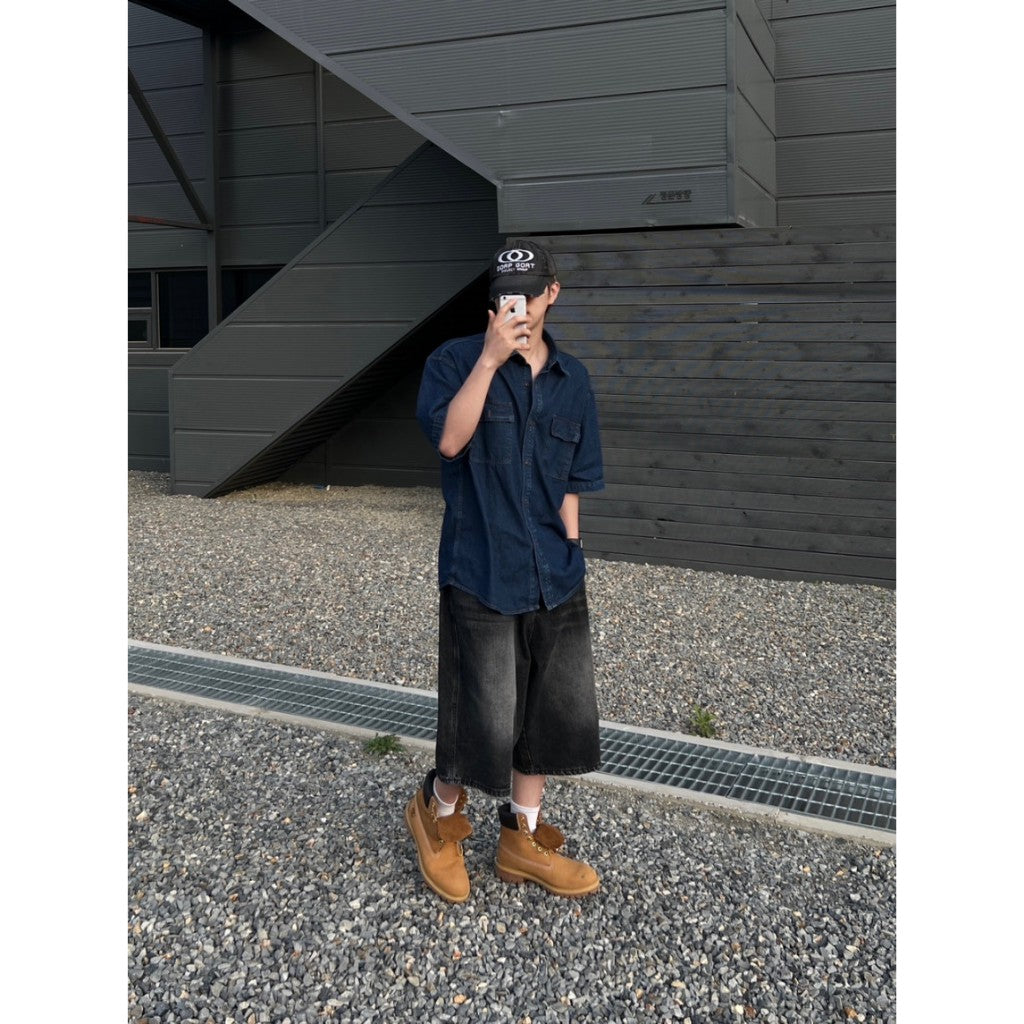 【Metanoia】韓國設計 牛仔七分短褲 - 11