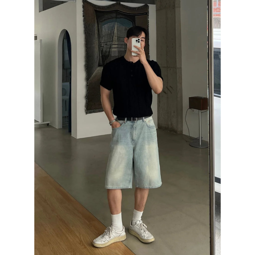 【Metanoia】韓國設計 鏤空修身亨利領針織短袖 - 5