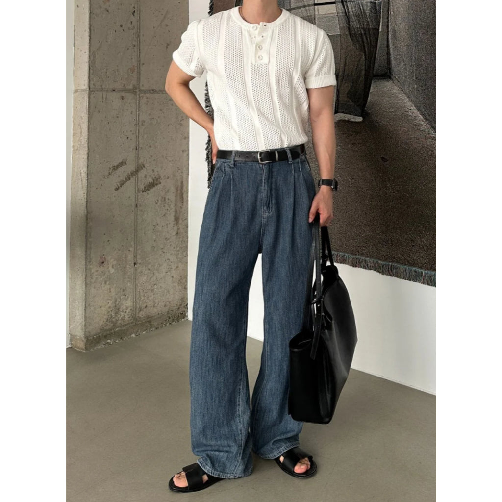 【Metanoia】韓國設計 鏤空修身亨利領針織短袖 - 3