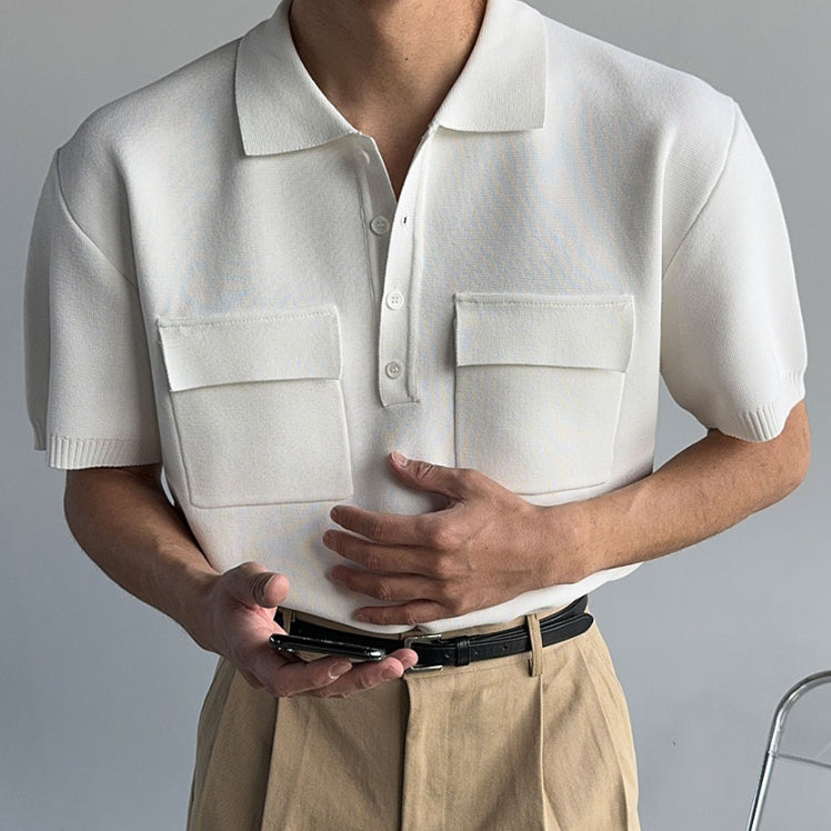 【Metanoia】韓國設計 口袋針織短袖上衣 - 1