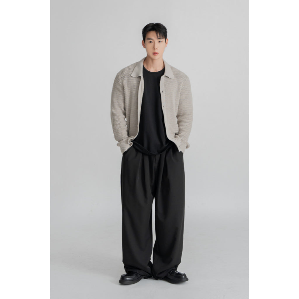 【Metanoia】韓國設計  鬆緊帶落地西裝褲