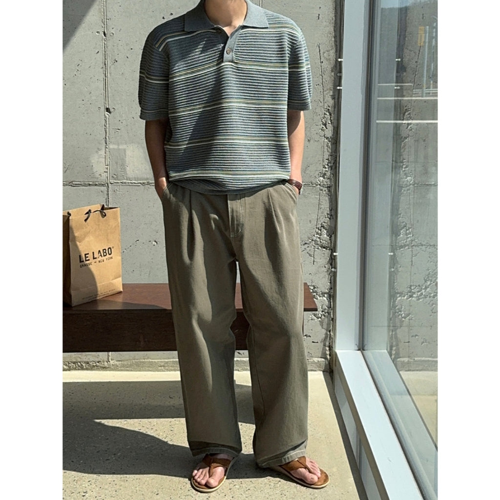 【Metanoia】韓國設計 單褶棉質寬鬆落地牛仔褲 - 7