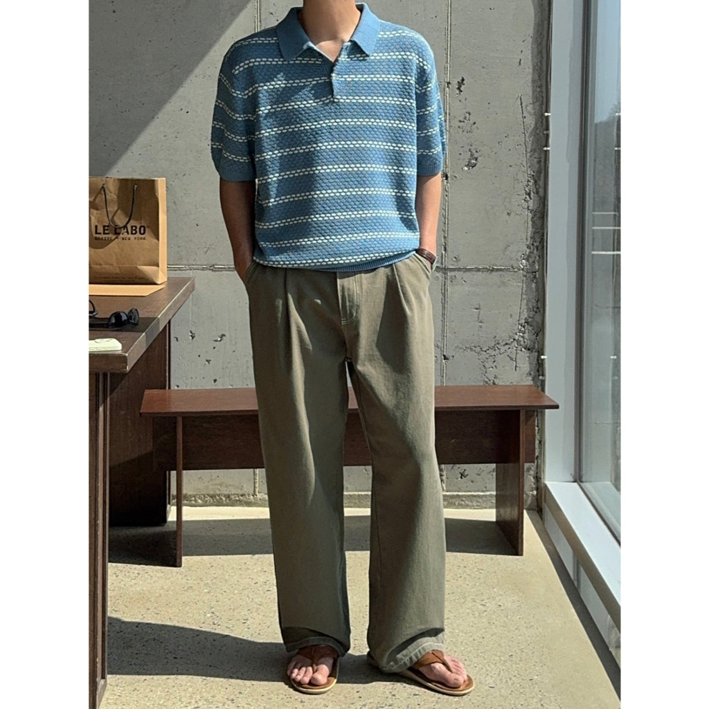 【Metanoia】韓國設計 單褶棉質寬鬆落地牛仔褲 - 9